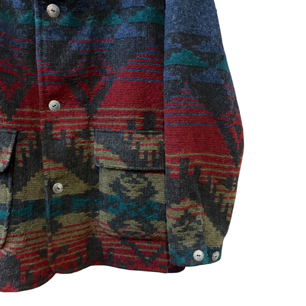 Woolrich vintage Mens Aztec Southwestern Wool Blanket Jacket Concho Button Lg - Picture 2 of 6